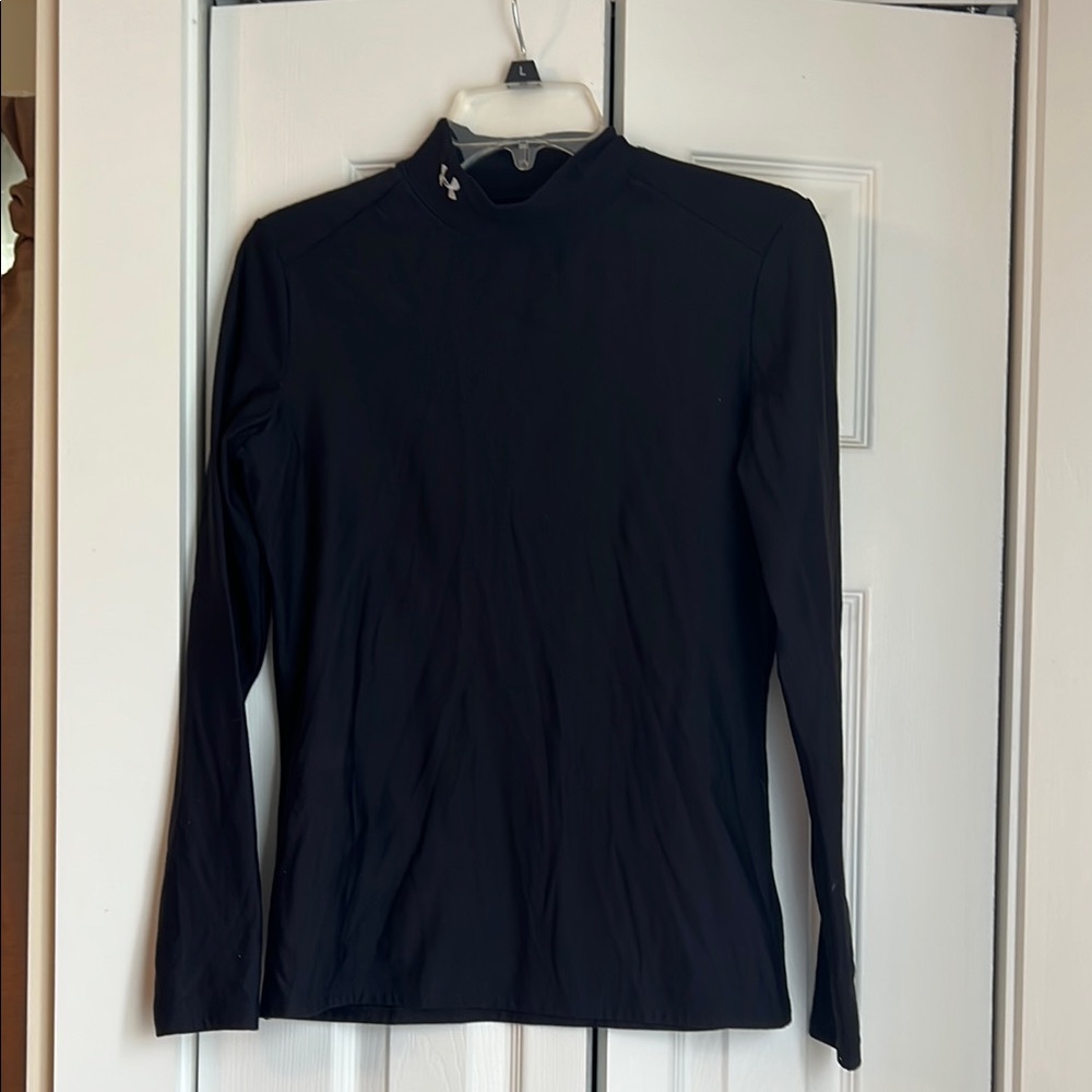 Under Armour Black Fitted Long Sleeve Tee with Mandarin Collar